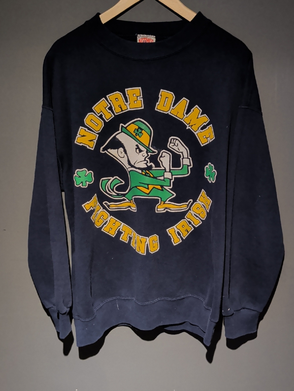 Notre Dame Fighting Irish Navy Crewneck Sweatshirt Nutmeg Tag